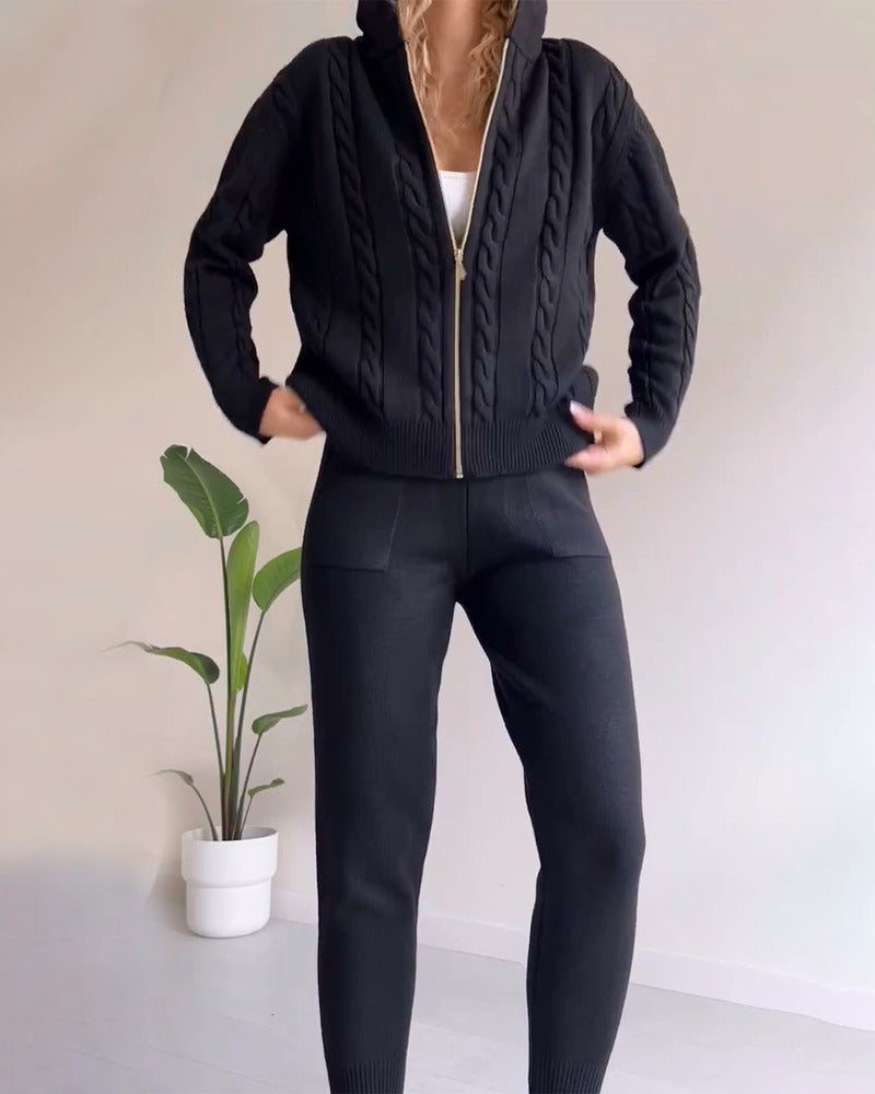 Ania - Ensemble Deux Pièces Jacquard Décontracté