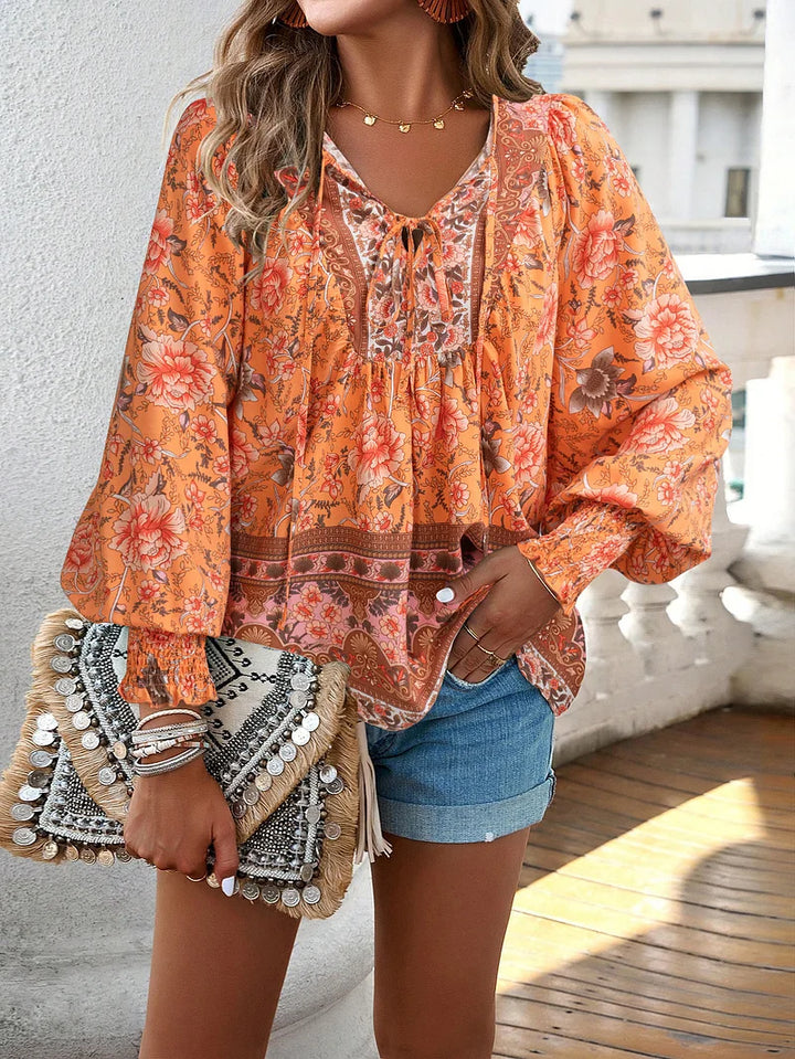 Sallie™ | Top Bohème Fluide à Motif Fleuri