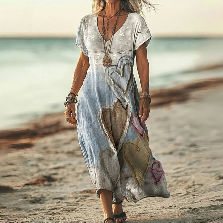 Antoinette | Robe Vintage Avec Imprimé Cœur