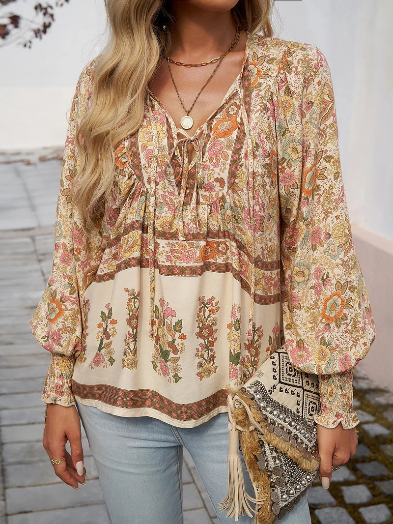 Sallie™ | Top Bohème Fluide à Motif Fleuri