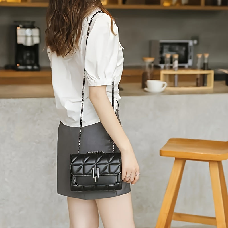 Sac à Bandoulière Mini Tartan Élégant Noir