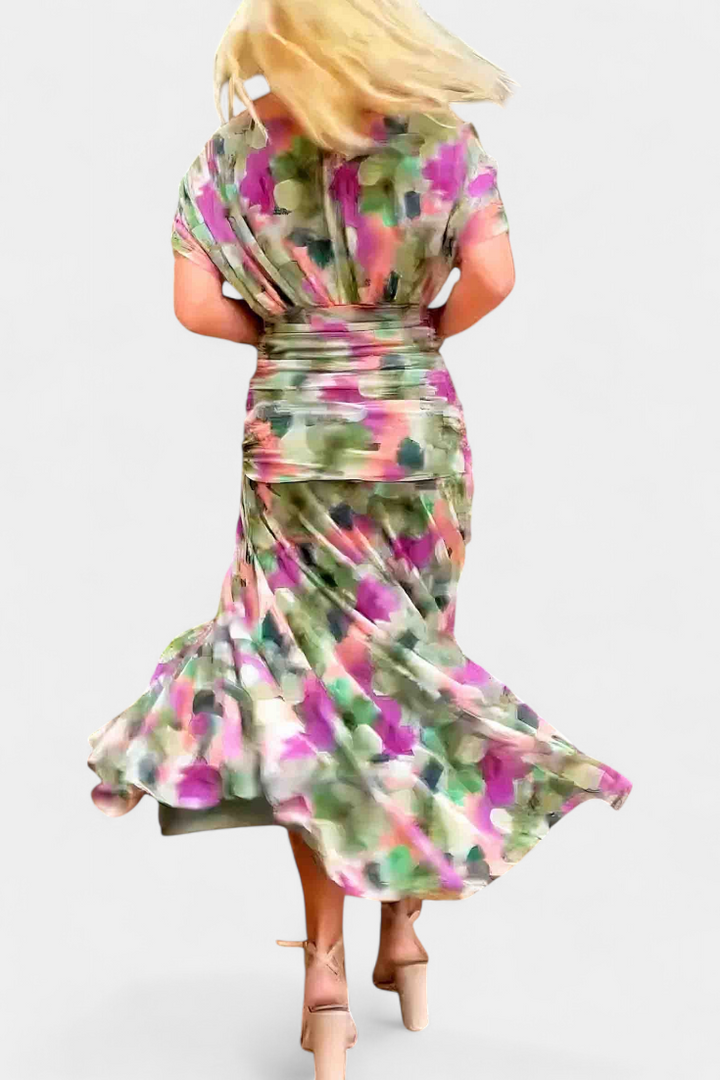 Alondra | Robe longue à col en V et à fleurs