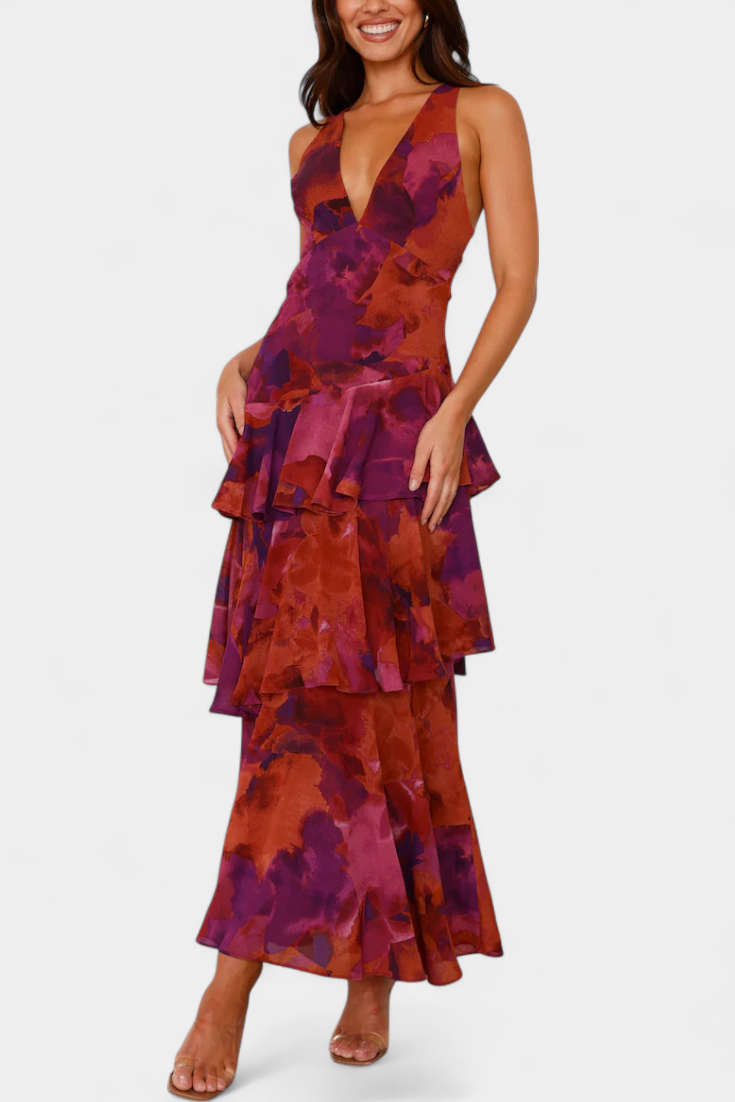 Camylla | Robe à col en V et couches fluides