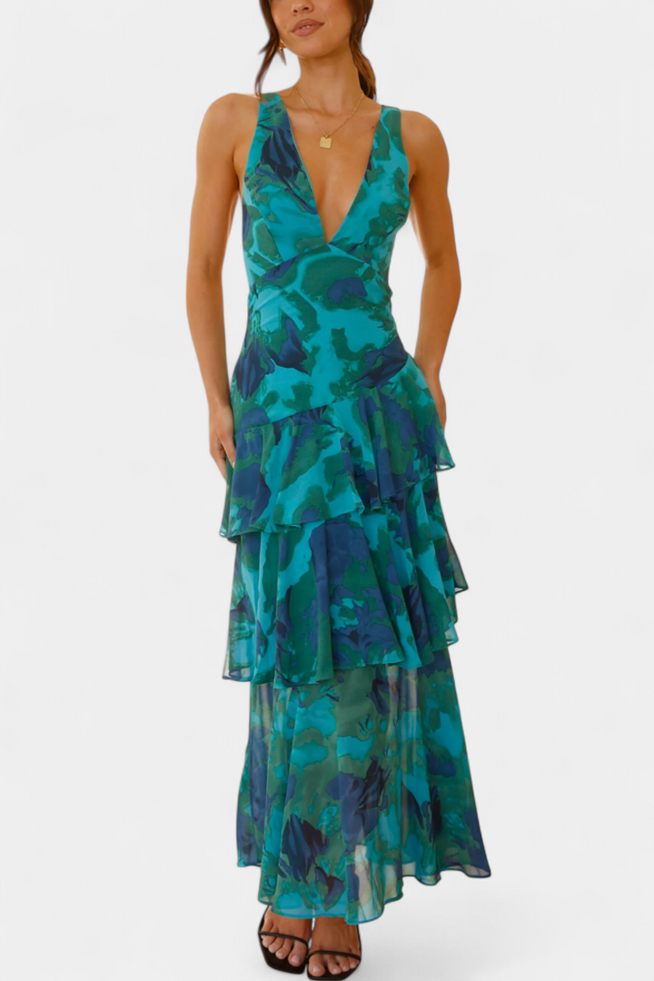 Camylla | Robe à col en V et couches fluides