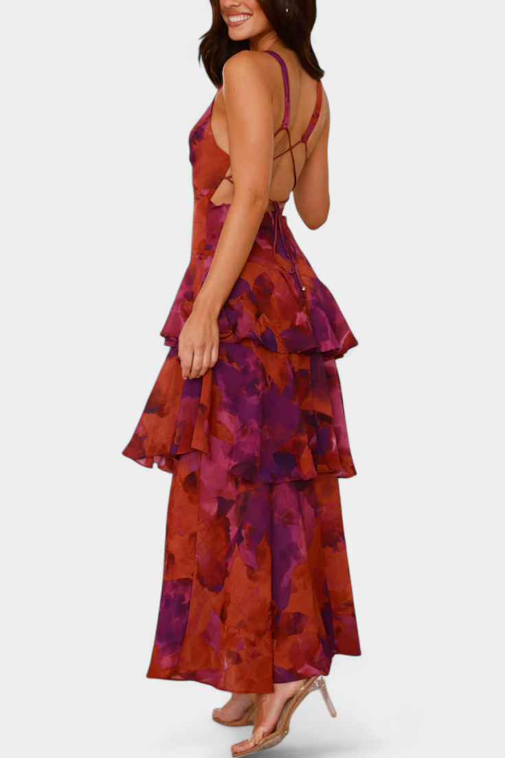 Camylla | Robe à col en V et couches fluides