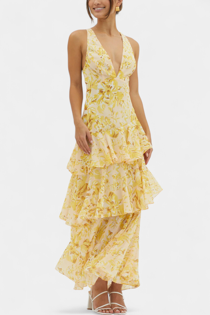 Camylla | Robe à col en V et couches fluides