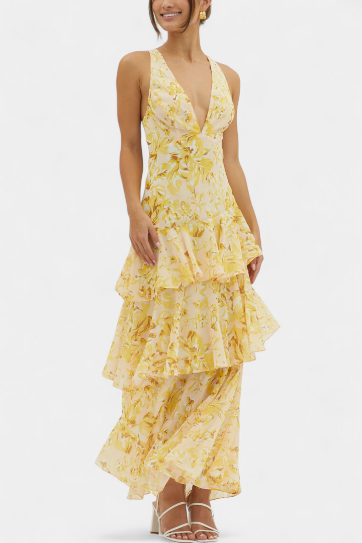 Camylla | Robe à col en V et couches fluides