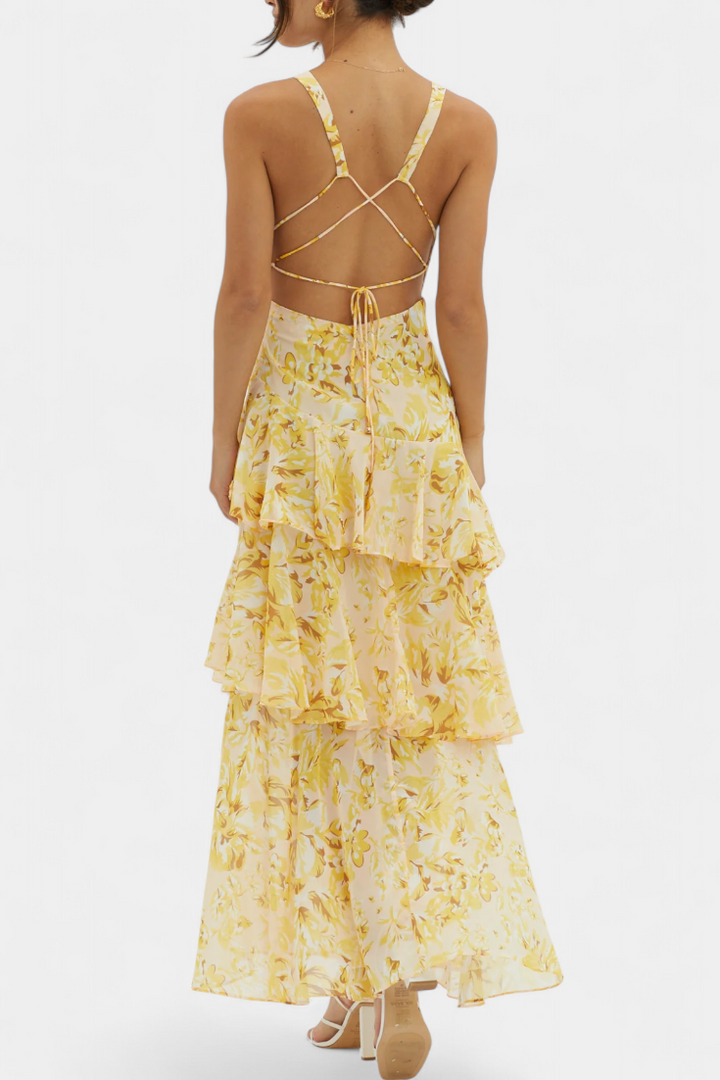 Camylla | Robe à col en V et couches fluides