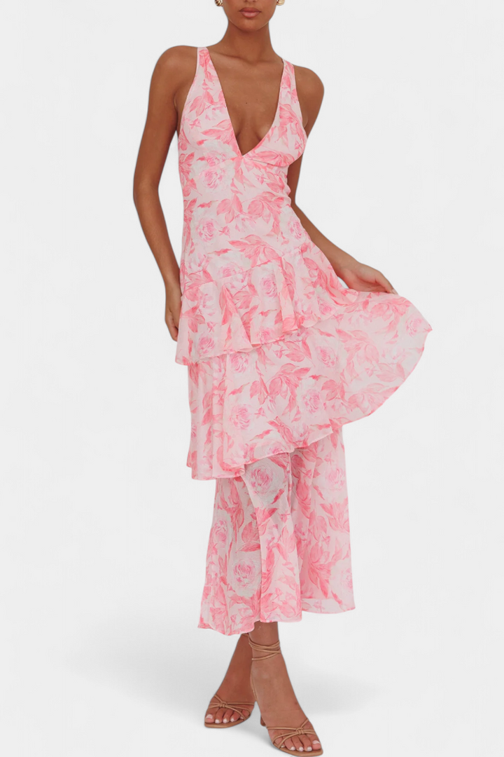 Camylla | Robe à col en V et couches fluides