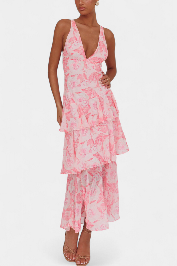 Camylla | Robe à col en V et couches fluides