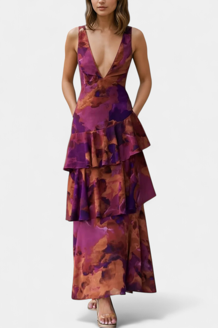 Camylla | Robe à col en V et couches fluides