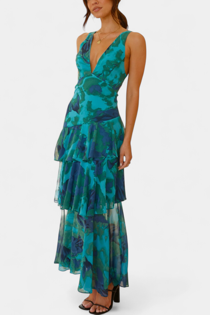 Camylla | Robe à col en V et couches fluides