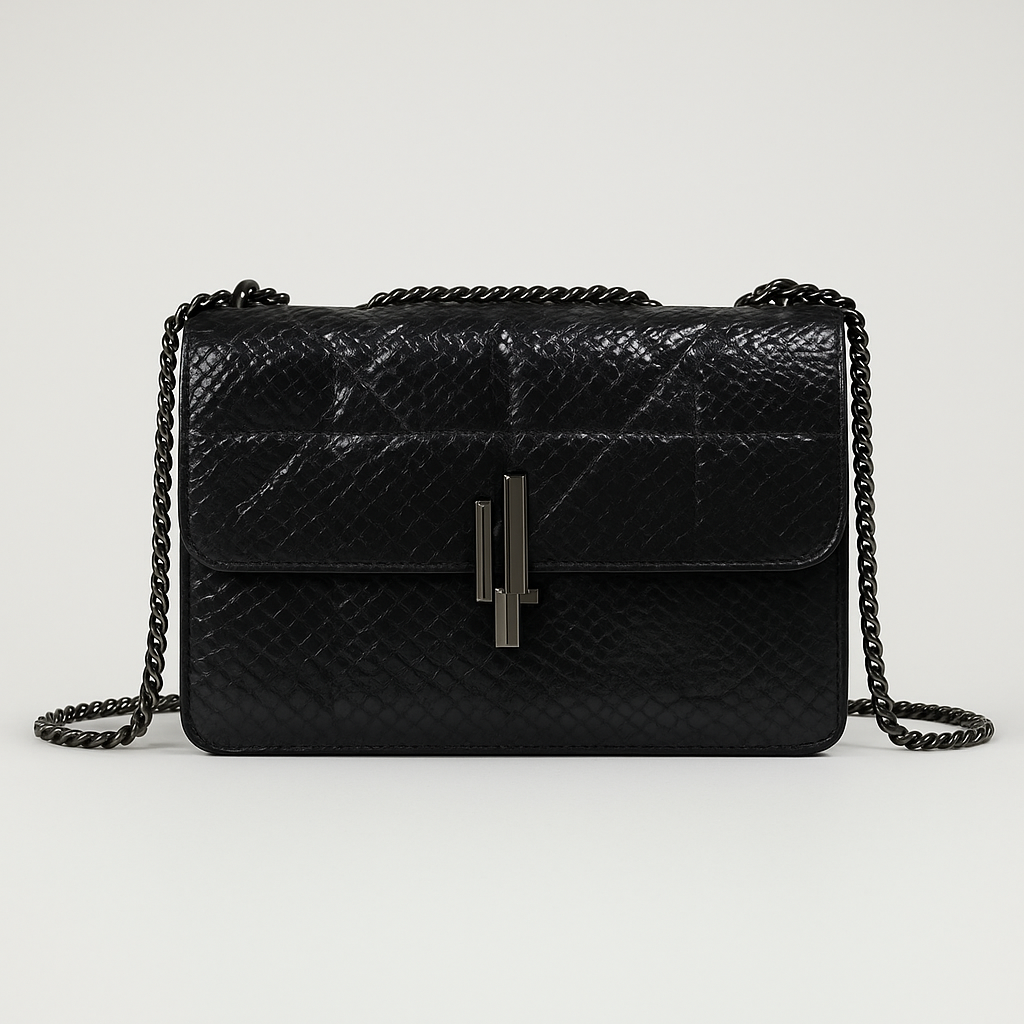 Sac à Bandoulière Mini Tartan Élégant Noir