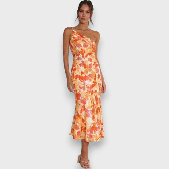 Celie™ | Robe à Épaule Unique Florale