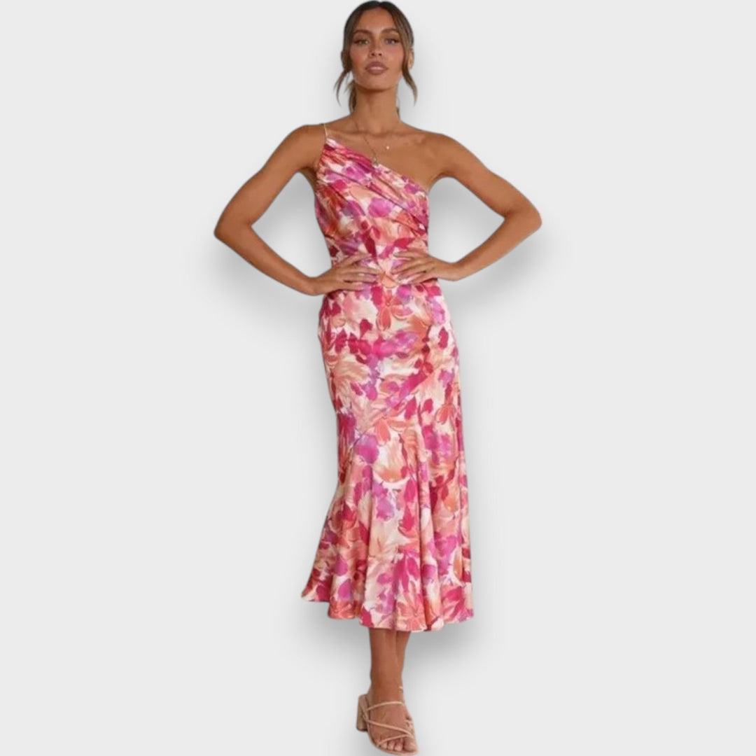 Celie™ | Robe à Épaule Unique Florale